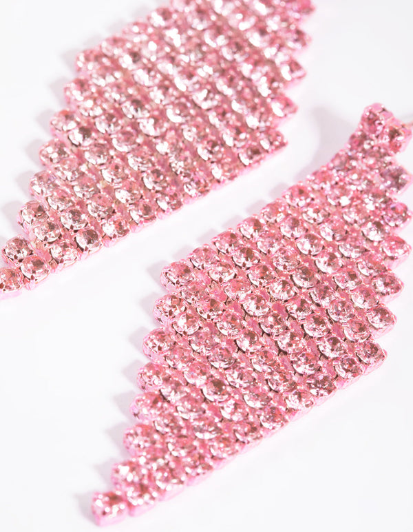 Pink Diamante Drop Earrings