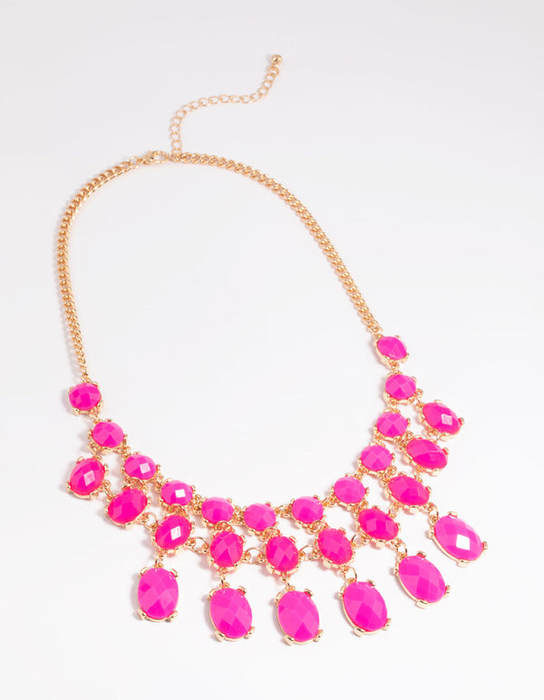 Pink Stone Statement Necklace