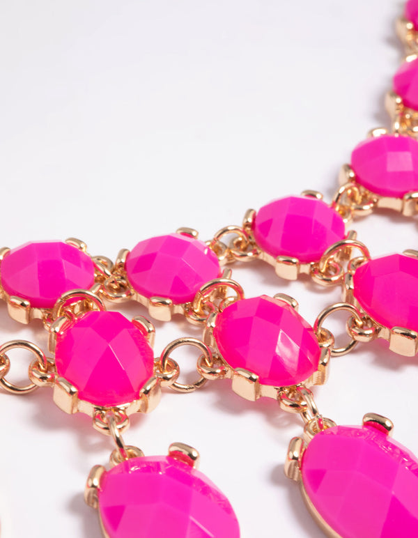 Pink Stone Statement Necklace