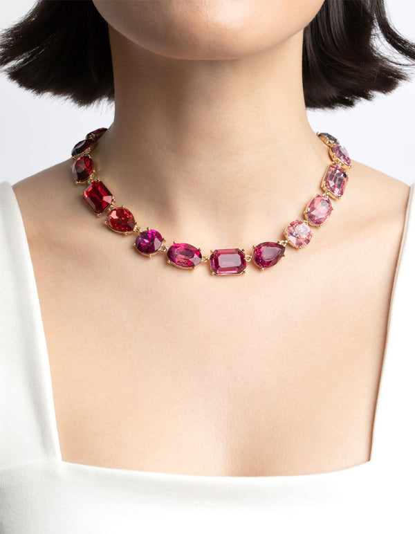 Pink Mixed Stone Necklace