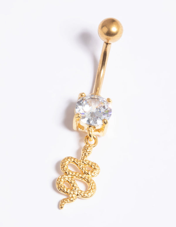 Gold Plated Titanium Threadless Snake Belly Bar