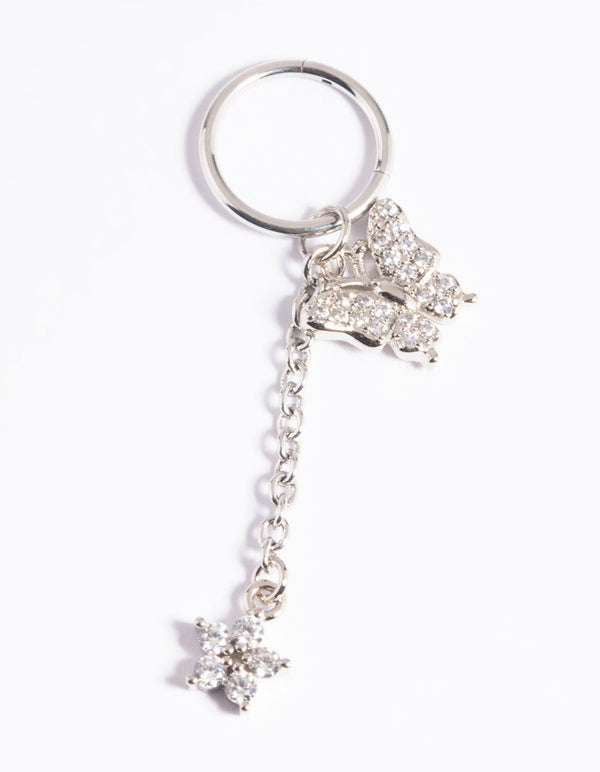 Platinum Plated Titanium Butterfly Clicker Ring