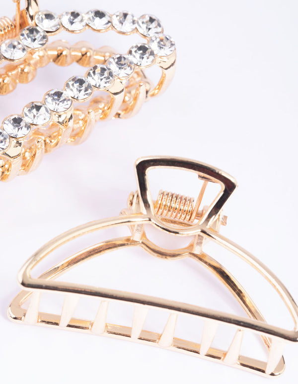 Gold Diamante Claw Set