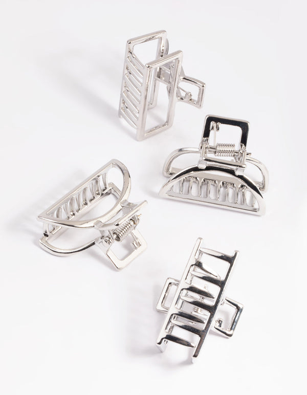 Rhodium Mixed Shape Mini Hair Claws