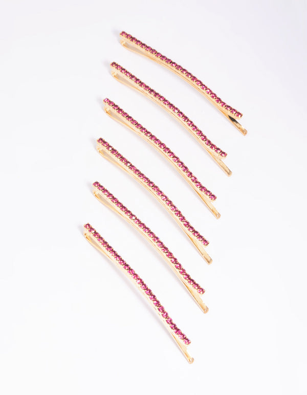 Pink Diamante Hair Pins