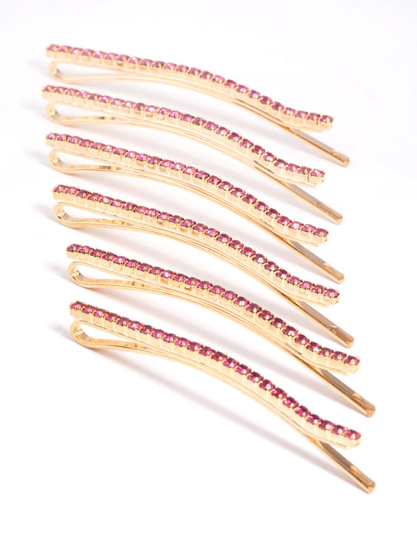 Pink Diamante Hair Pins