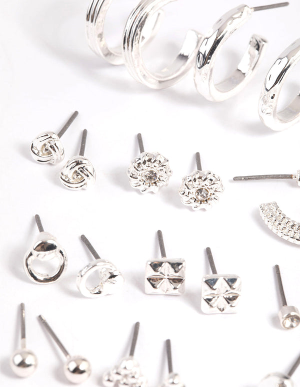 Gold Textured Stud and Hoop Earring Pack