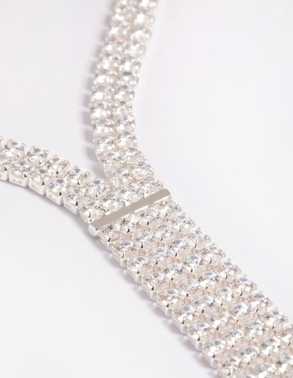 Silver Cubic Zirconia Fringe Necklace