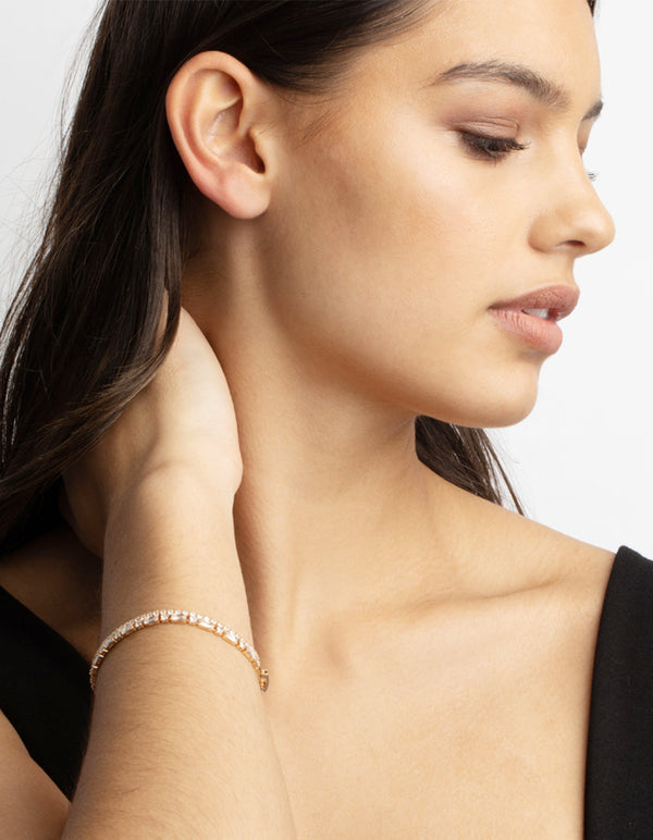 Gold Cubic Zirconia Statement Bracelet