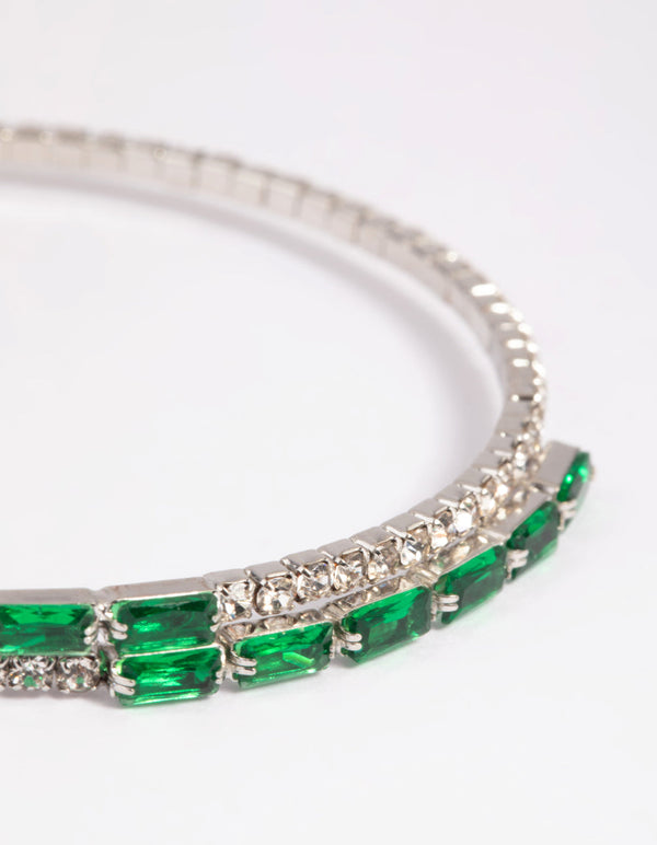 Green Cubic Zirconia Baguette Bracelet