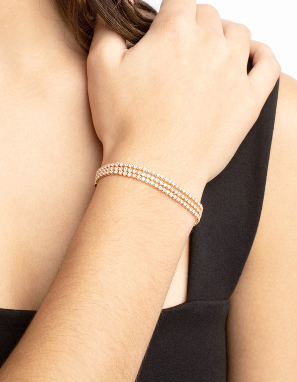 Gold Cubic Zirconia Toggle Bracelet