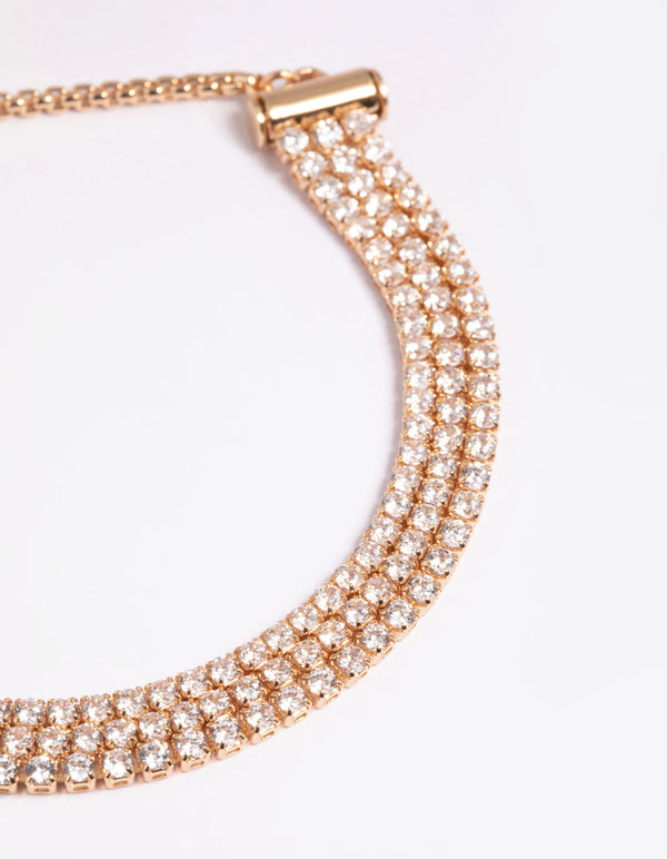 Gold Cubic Zirconia Toggle Bracelet