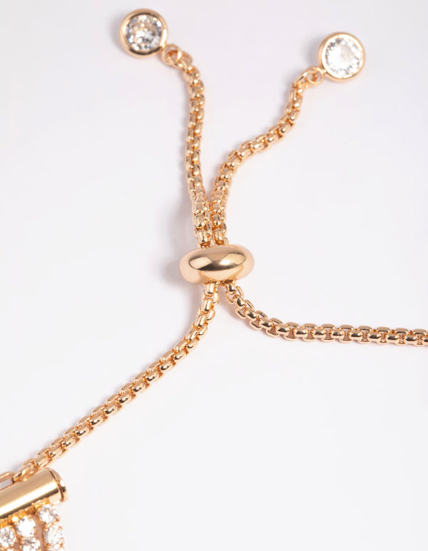 Gold Cubic Zirconia Toggle Bracelet
