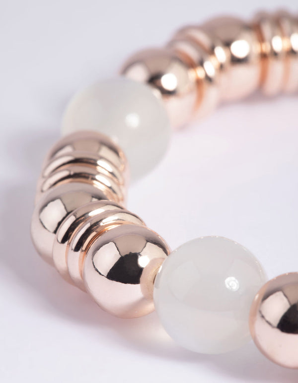 White Cats Eye Bead Bracelet