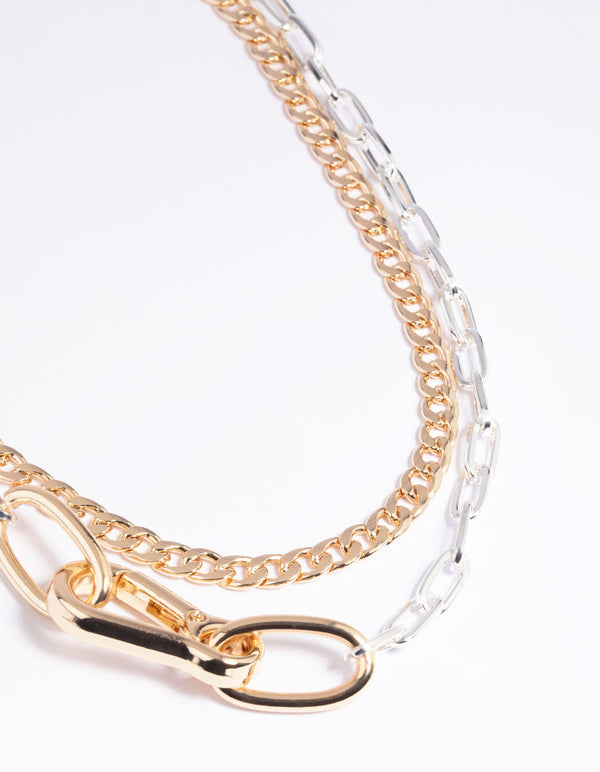 Mixed Metal Link Layered Necklace