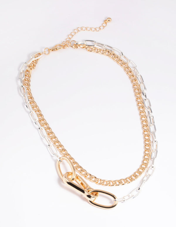 Mixed Metal Link Layered Necklace