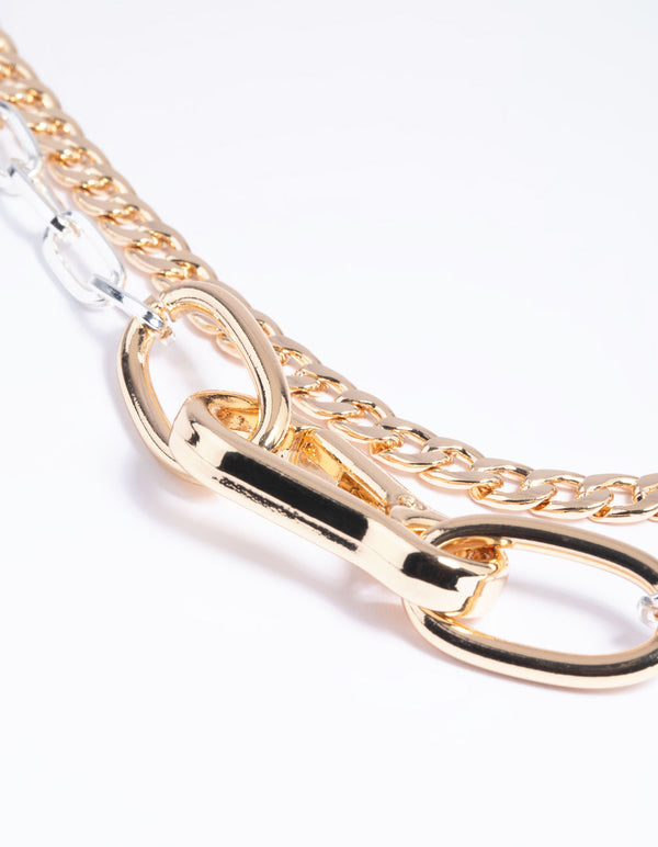 Mixed Metal Link Layered Necklace