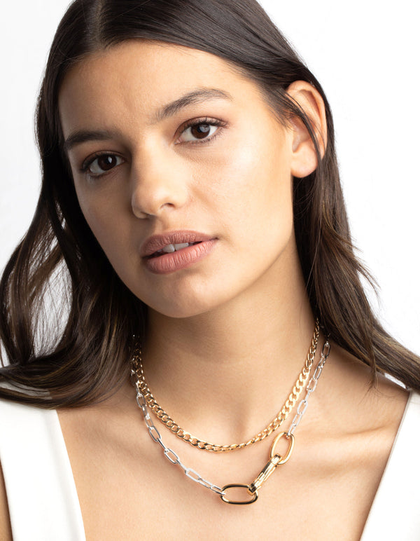 Mixed Metal Link Layered Necklace