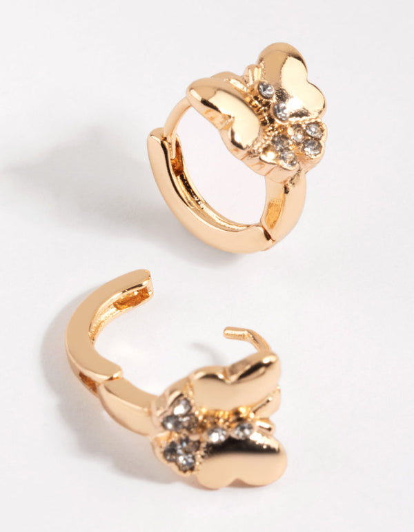 Gold Butterfly Huggie Hoop Earrings