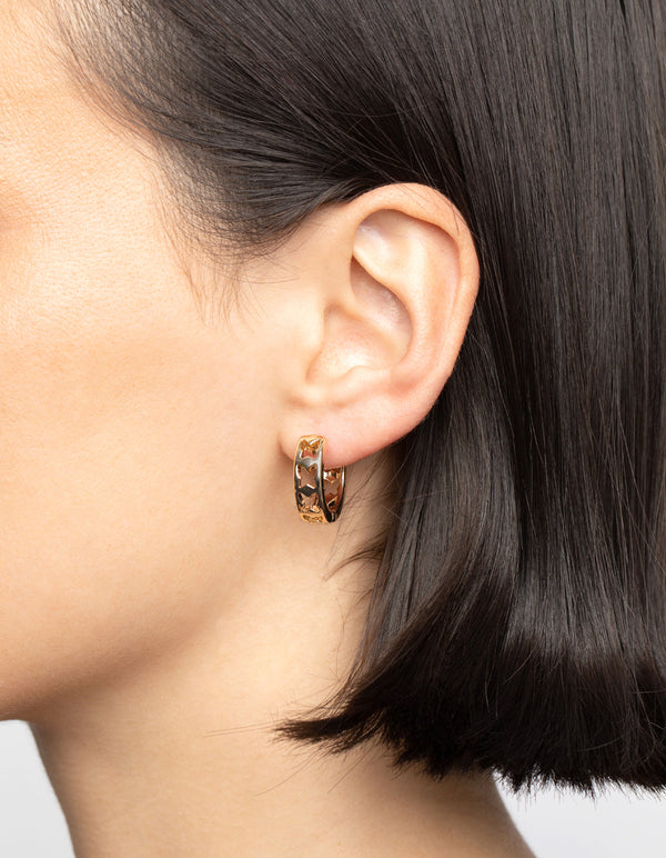 Gold Butterfly Huggie Hoop Earrings