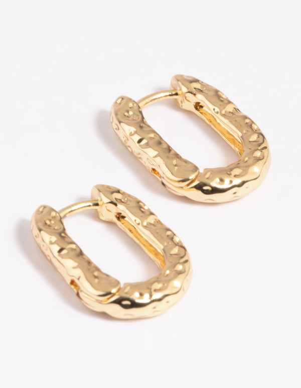 Gold Molten Huggie Hoop Earrings