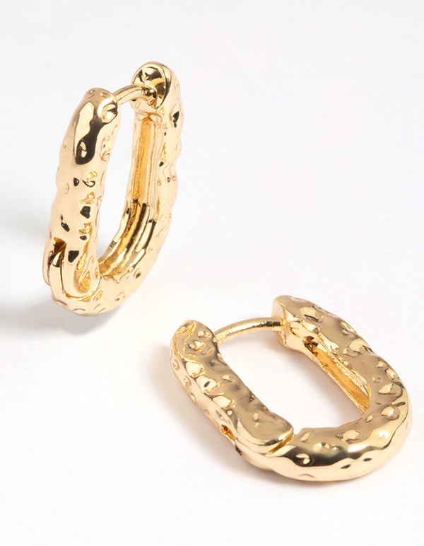 Gold Molten Huggie Hoop Earrings