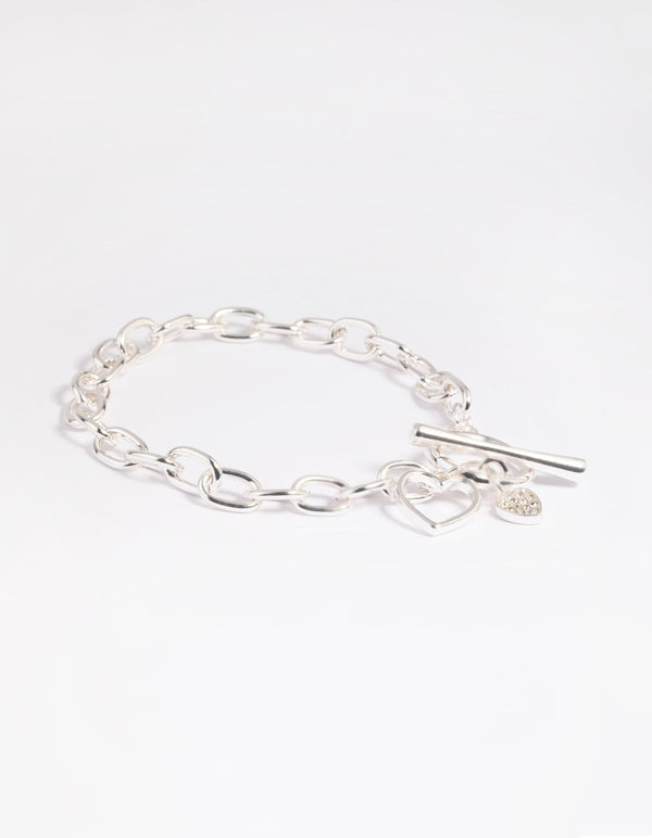 Silver Heart Fob Bracelet