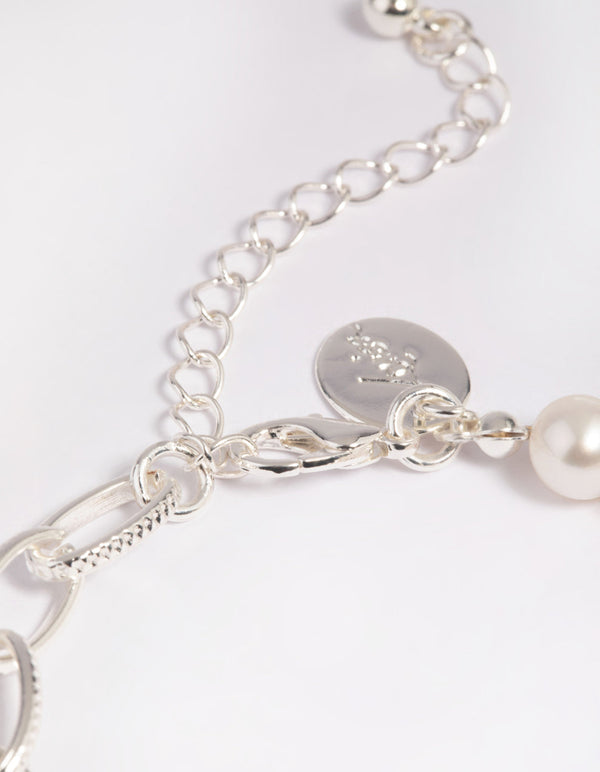 Silver Freshwater Pearl Bracelet Set