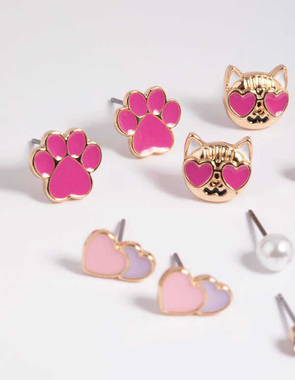 Kids Love Cat Stud Earring Pack