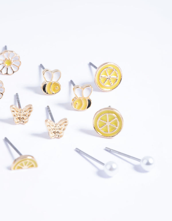 Kids Lemon Bee Stud Earring Pack
