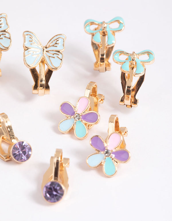 Kids Pretty Bow Clip On Earring Pack