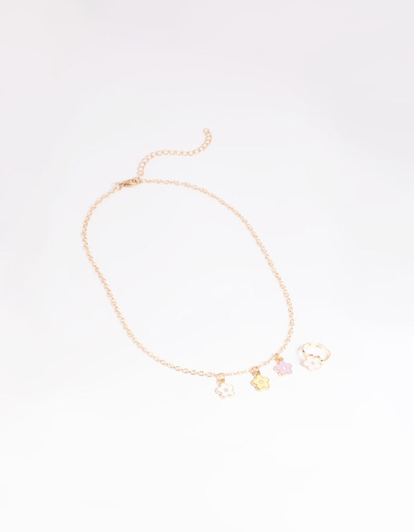 Kids Pastel Daisy Necklace and Ring Pack
