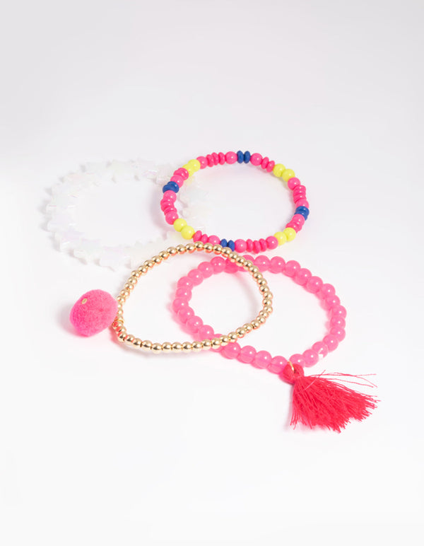 Kids Fluro Pink Stretch Bracelet Pack