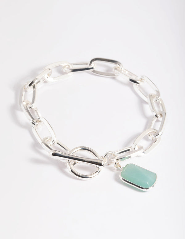 Zilveren Amazoniet Fob Armband