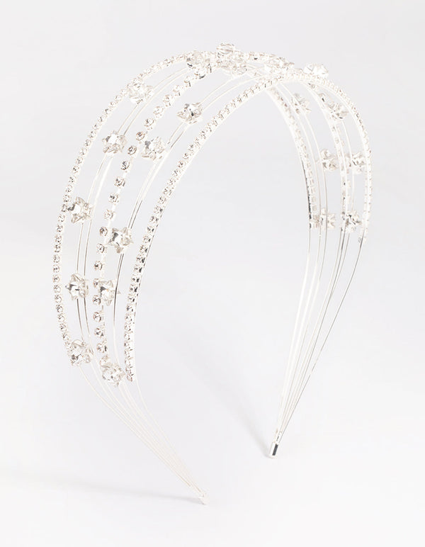 Silver Diamante Star Headband