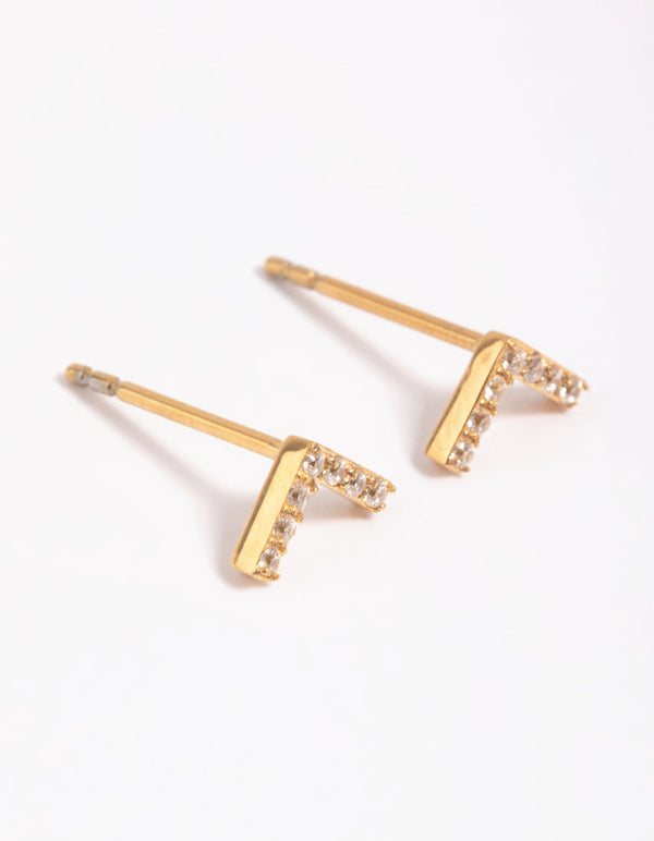 Gold Plated Surgical Steel Pave Stud Earrings