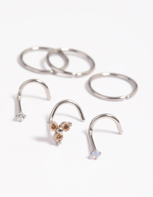 Surgical Steel Diamante Nose Stud Pack