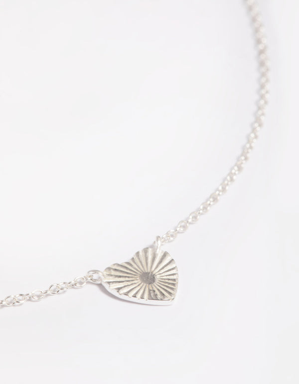 Sterling Silver Fan Heart Necklace