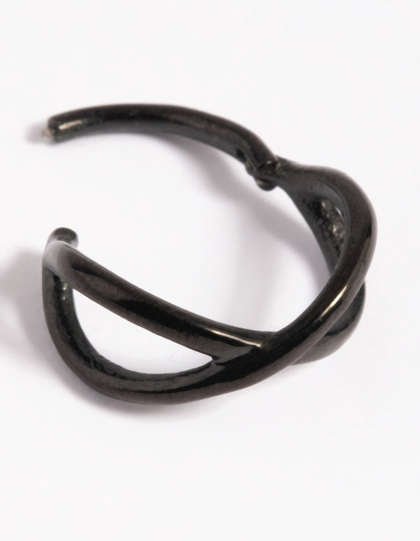 Matte Black Surgical Steel Twisted Clicker Ring