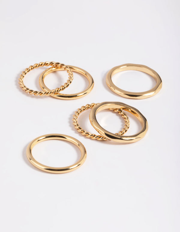 Gold Plated Band Ring Stack Pack