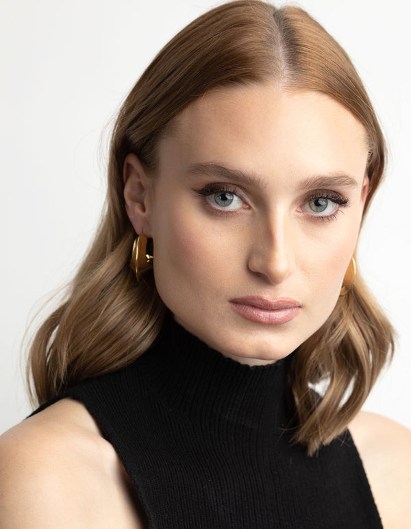 Gold Plated Molten Pointed Hoop Earrings
