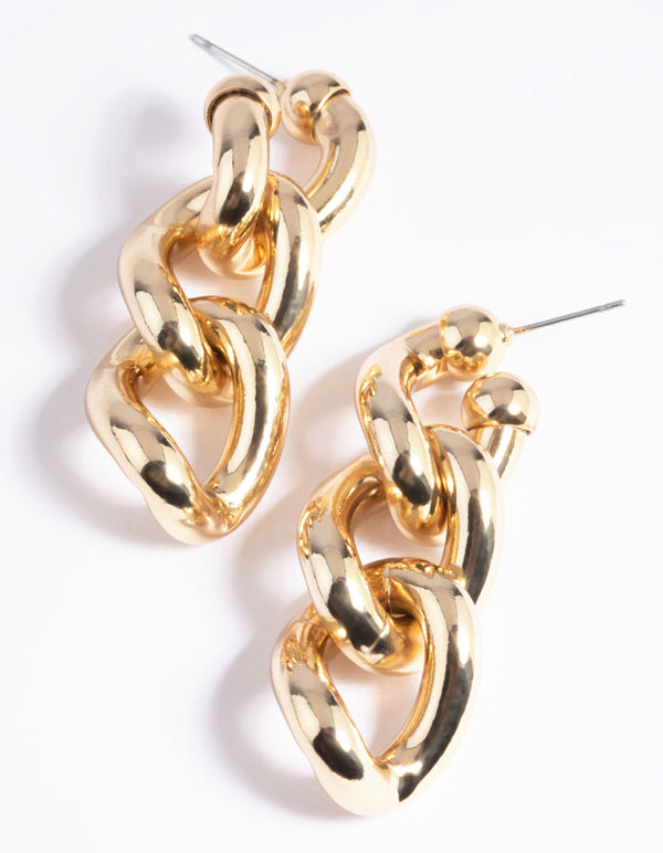 Gold Plated Chunky Chain Drop Earrings