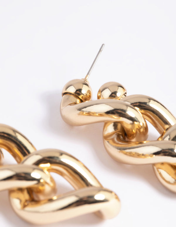 Gold Plated Chunky Chain Drop Earrings