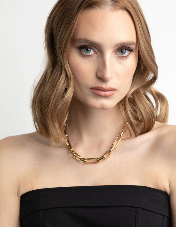 Gold Plated Rectangle Layered Necklace