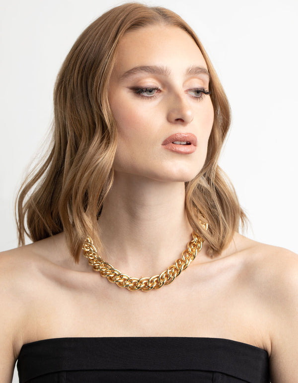 Gold Plated Chunky Link Chain Necklace