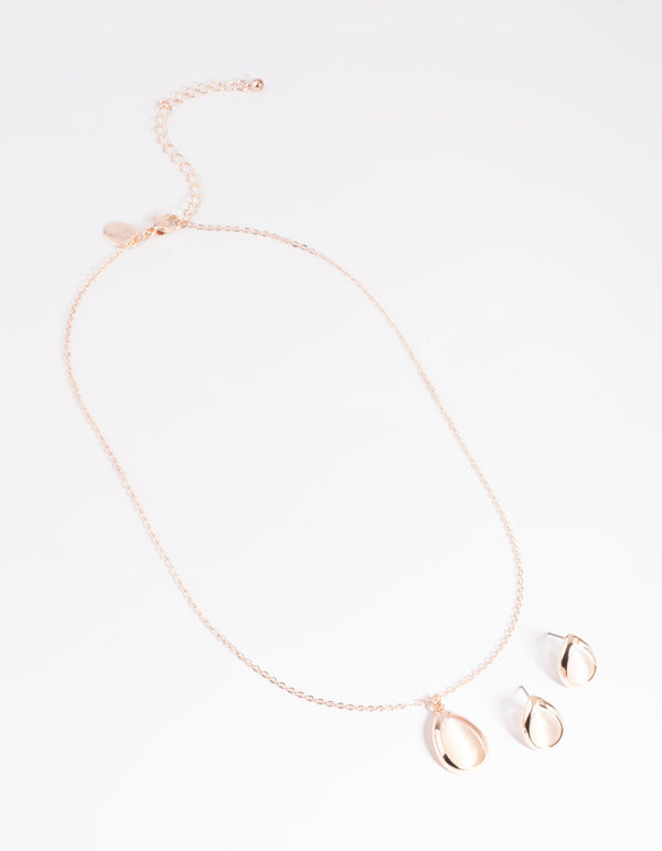 Blush Cats Eye Necklace and Earrings Set