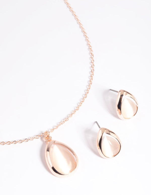 Blush Cats Eye Necklace and Earrings Set