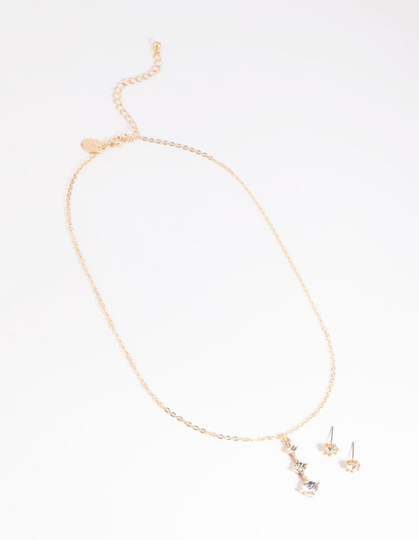 Gold Diamante Necklace and Earrings Set