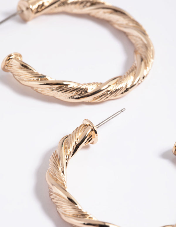 Gold Textured Hoop Earrings