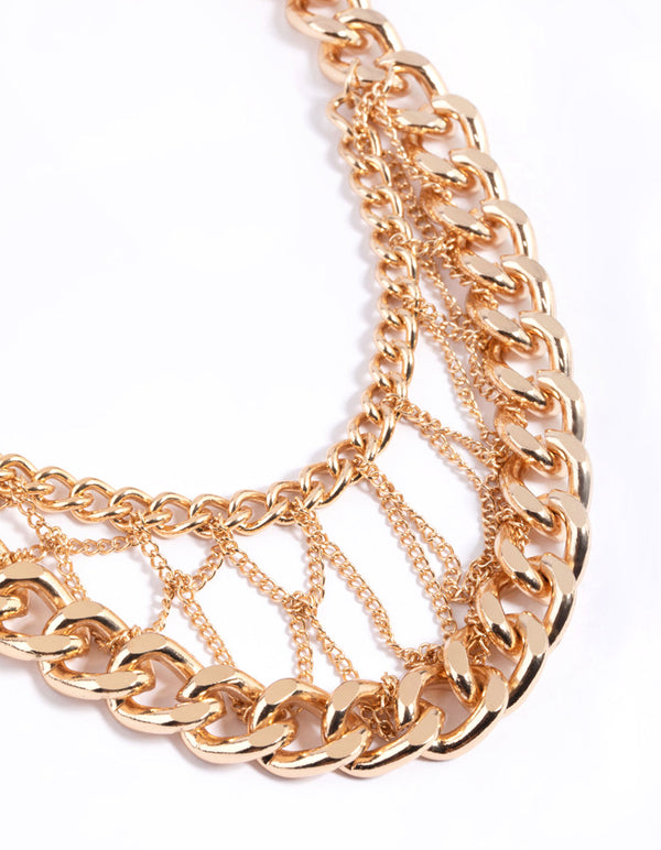 Gold Interlocked Curb Chain Necklace